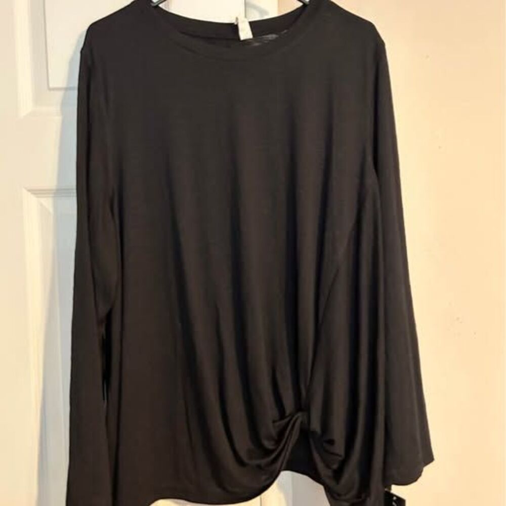 Ideology Women’s 3X Black Twist Front Long Sleeve Top NWT